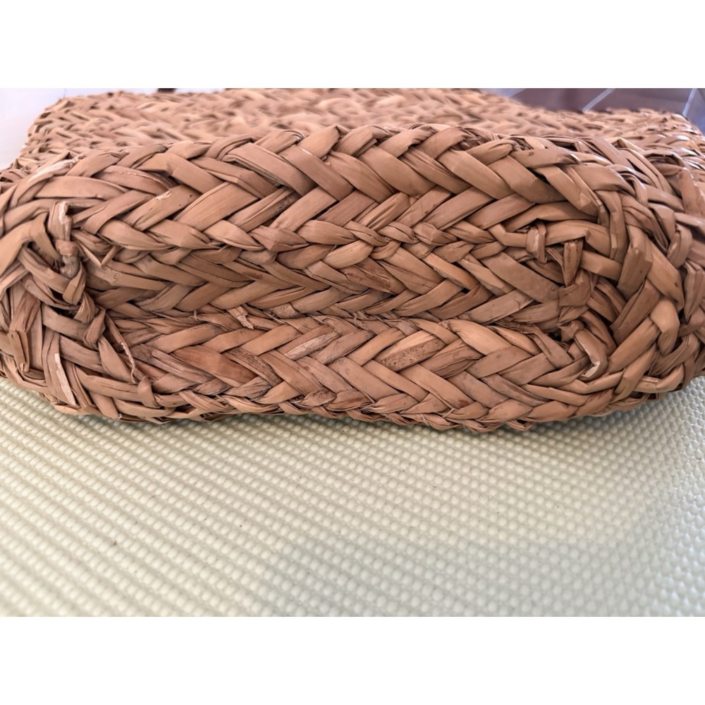Sun & Same Beaded Straw Boho Purse Tote Beach Tan Coastal Resort Vacation - Picture 8 of 10